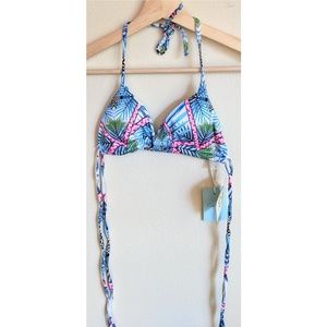 SALE NWT Cupshe Blue Tropical Bikini Top -